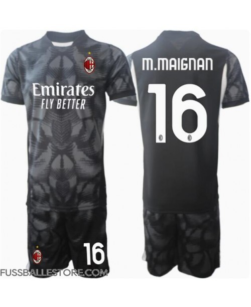 Günstige AC Milan Mike Maignan #16 Torwart Heimtrikotsatz Kinder 2024-25 Kurzarm (+ Kurze Hosen)